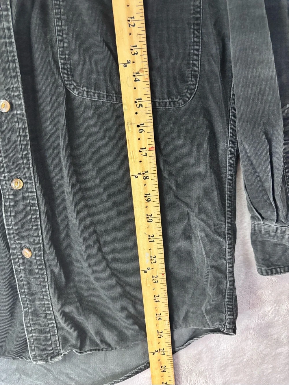 Vintage Chaps Ralph Lauren Shirt Mens Small Corduroy Gray Plaid Button Up